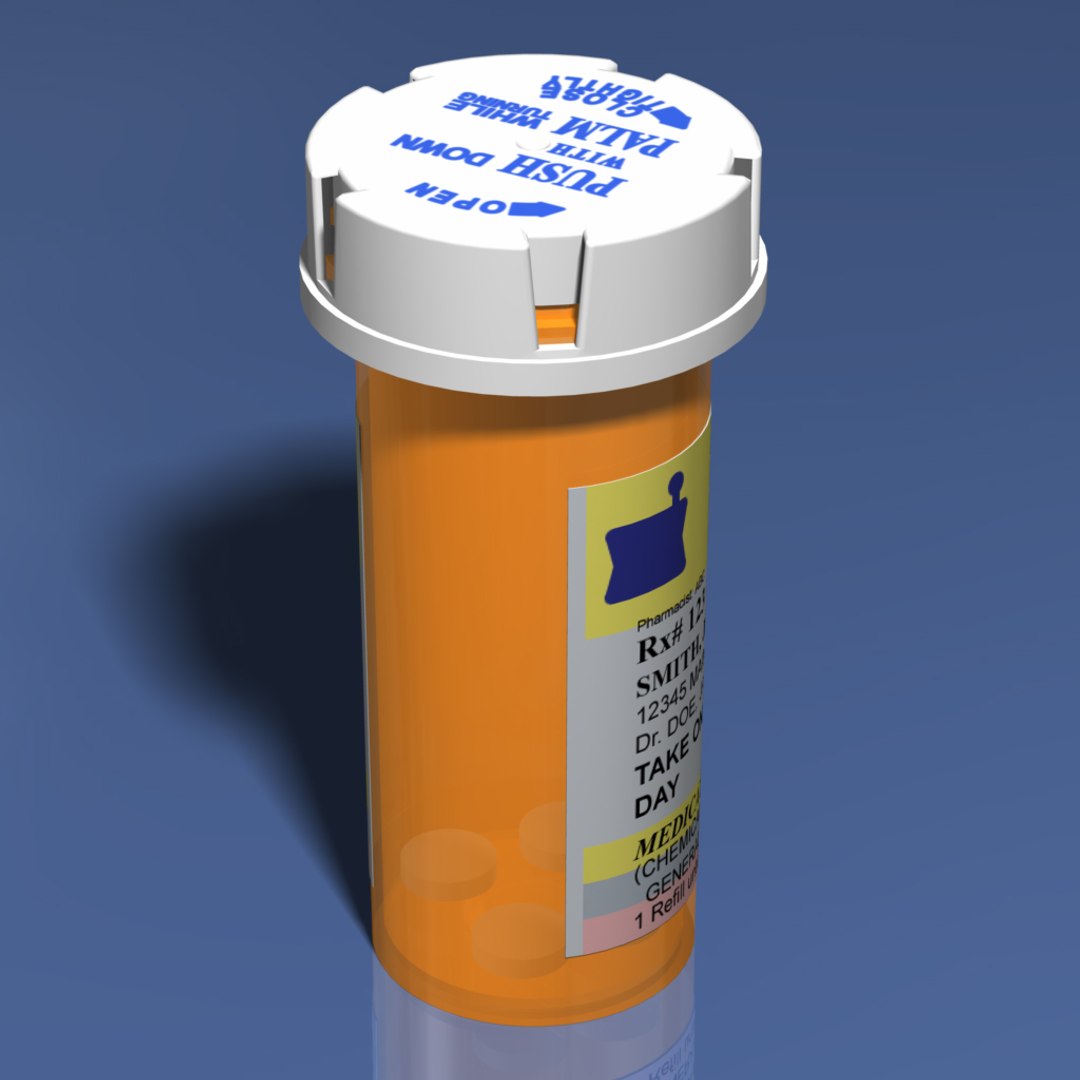 Prescription Pill Bottle 3d Model