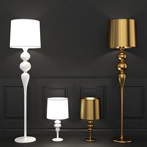 Elegant Floor and Table Lamp In White and Gold Schuller Lena