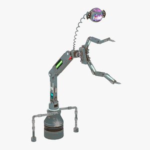 3D model of scifi robot arm with light and monitor