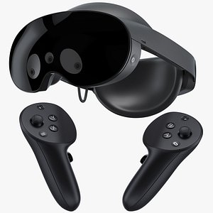 3D Meta Quest Pro Headset and Controllers