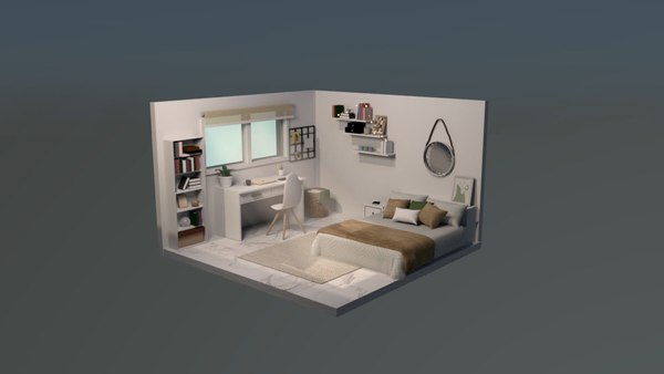 3D Isometric Bedroom model