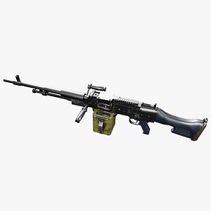HGM Machine  Gun II Low Poly-Game Ready Gun 005 3D model