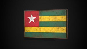 Old Picture Frame With Togo Flag - Game Ready PBR Low-poly 3D Model 3D model