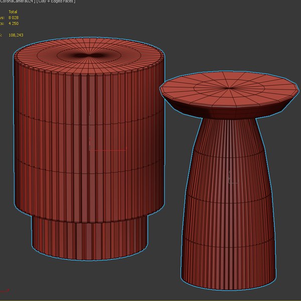 Coffee Side Table West Elm Fluted Odin model TurboSquid 1823975