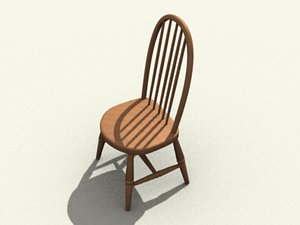 free wooden kitchen chair 3d model