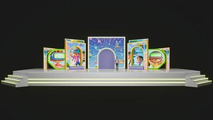3D VR Kids Tech Event Stage Set 3D Model and Cartoon Backdrop model