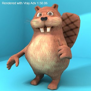 funny cartoon beaver 3d model