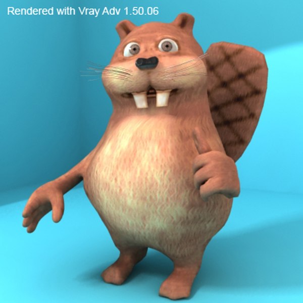 funny cartoon beaver 3d model