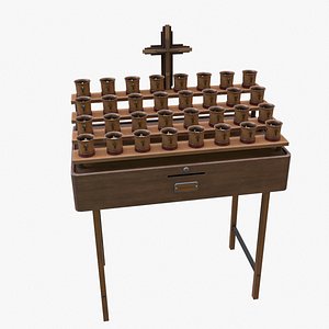 Church stand with crucifix and candles 3D model