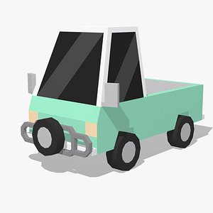 3D Cartoon Mini Truck Low Poly Pickup Car 4WD 4x4 Ute Utility Vehicle