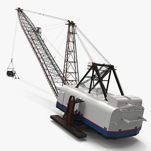 Mining Dragline With Long Boom White Rigged for Cinema 4D