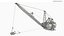 Mining Dragline With Long Boom White Rigged for Cinema 4D 3D