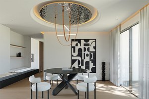 3D Modern living room dining room model