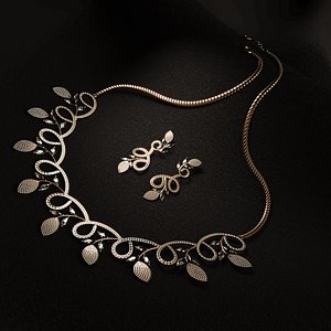 Diamond Necklace Earrings 3D model