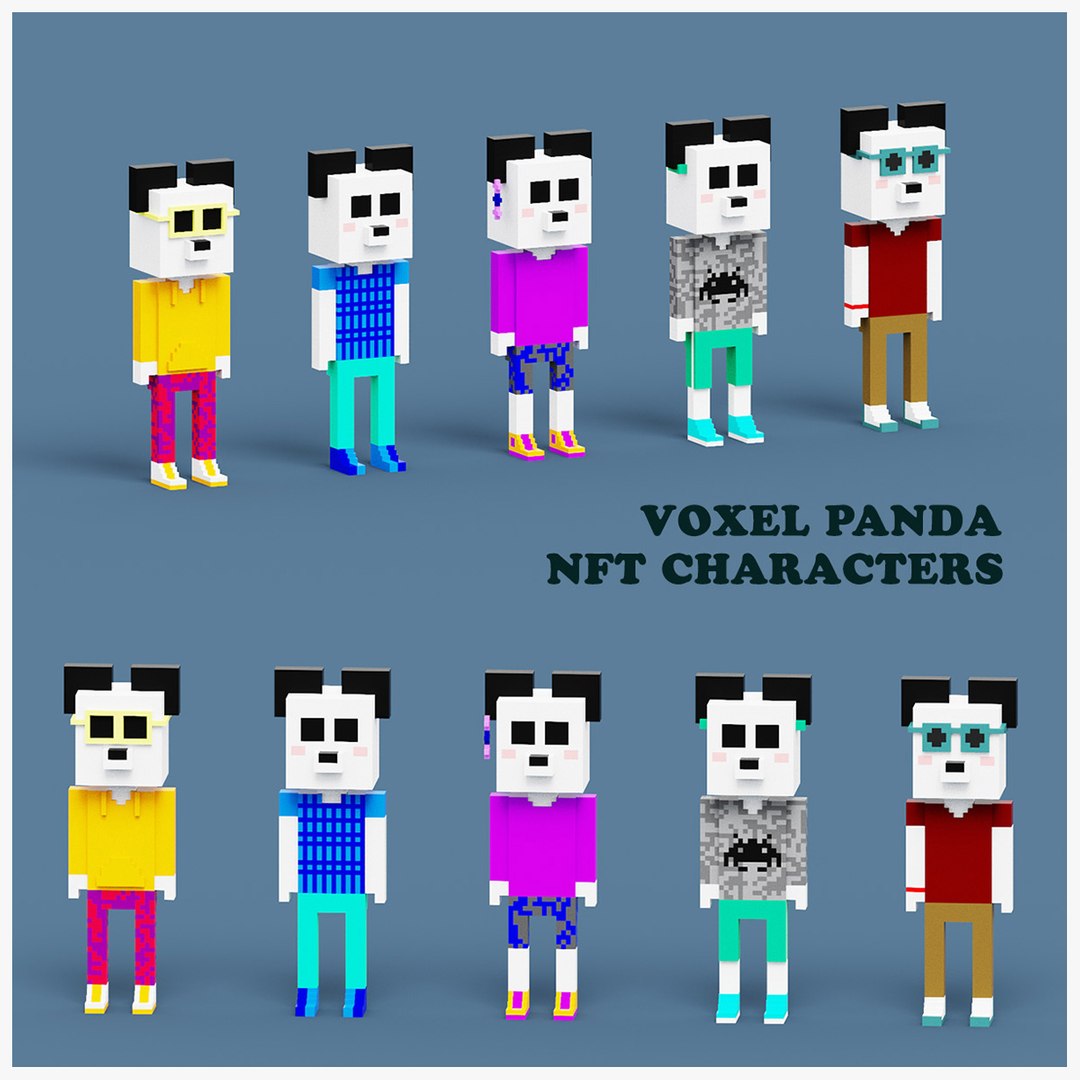 NFT Voxel Panda Characters model https://p.turbosquid.com/ts-thumb/ul/wLiRPE/RU/1/jpg/1654956496/1920x1080/fit_q87/84889e0781f8f9566827e64c64878c3c4d419152/1.jpg