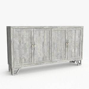 Vintage Finish 4 Door Media Console White