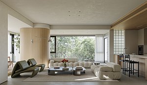 Modern living room dining room model