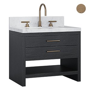 3D Compact vanity with sink and brass fittings