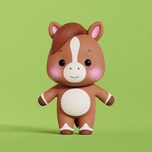 Horse Character Cartoon Pony Chibi Kawaii low-poly 3d model