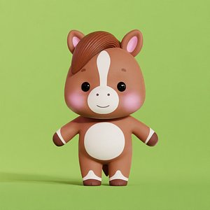 Horse Character Cartoon Pony Chibi Kawaii low-poly 3d model