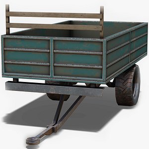 Old Tractor Trailer Low Poly Mobile Ready