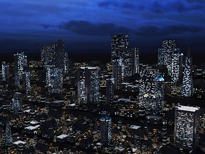 midnight city building skyscrapers 3d max