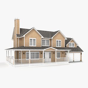 3d model two-story cottage