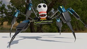 ELBERR Game ready 3D robot spider ELBERR low poly character low-poly stylized animated  rigged 3D model
