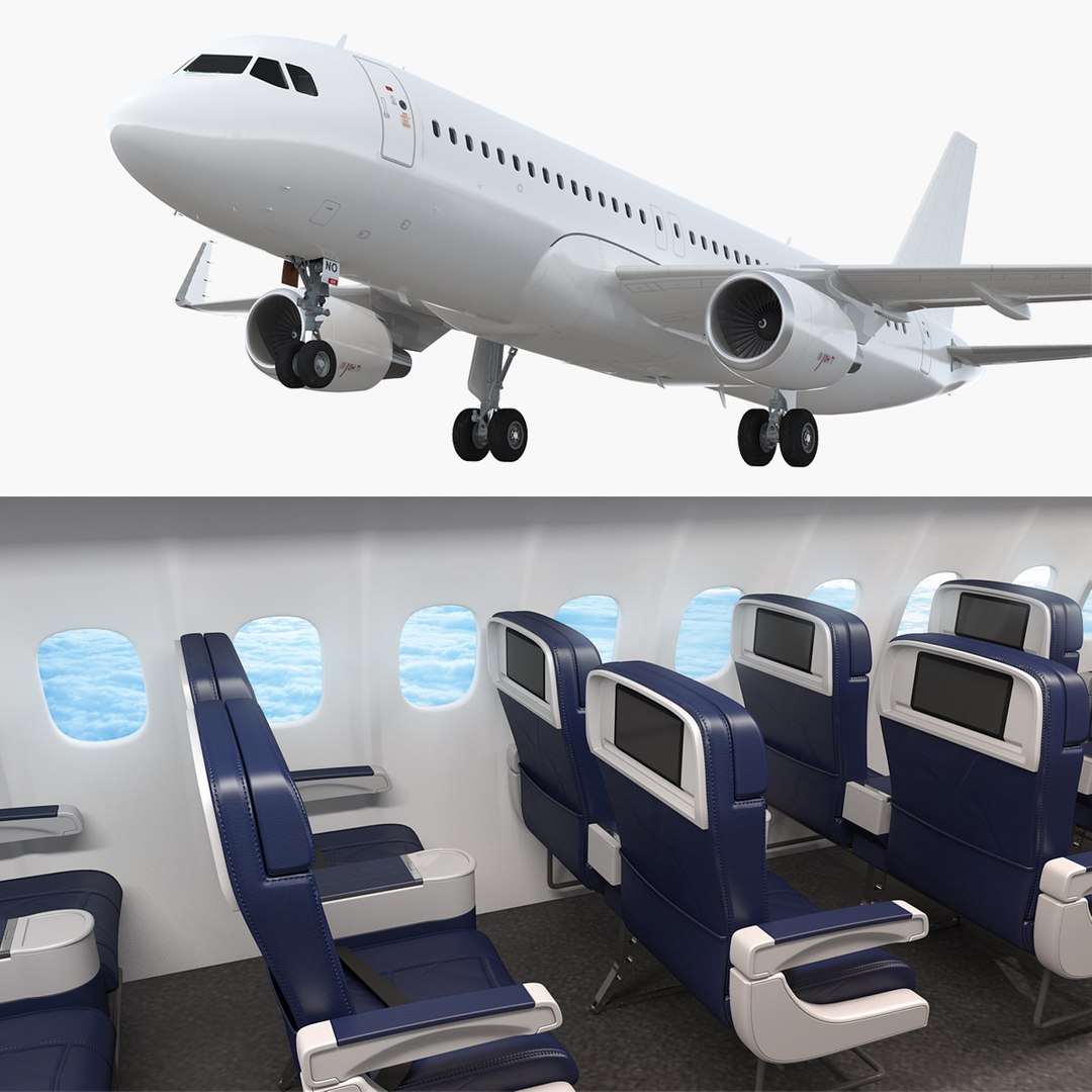 Airbus A320neo With Interior Generic 3D model preview