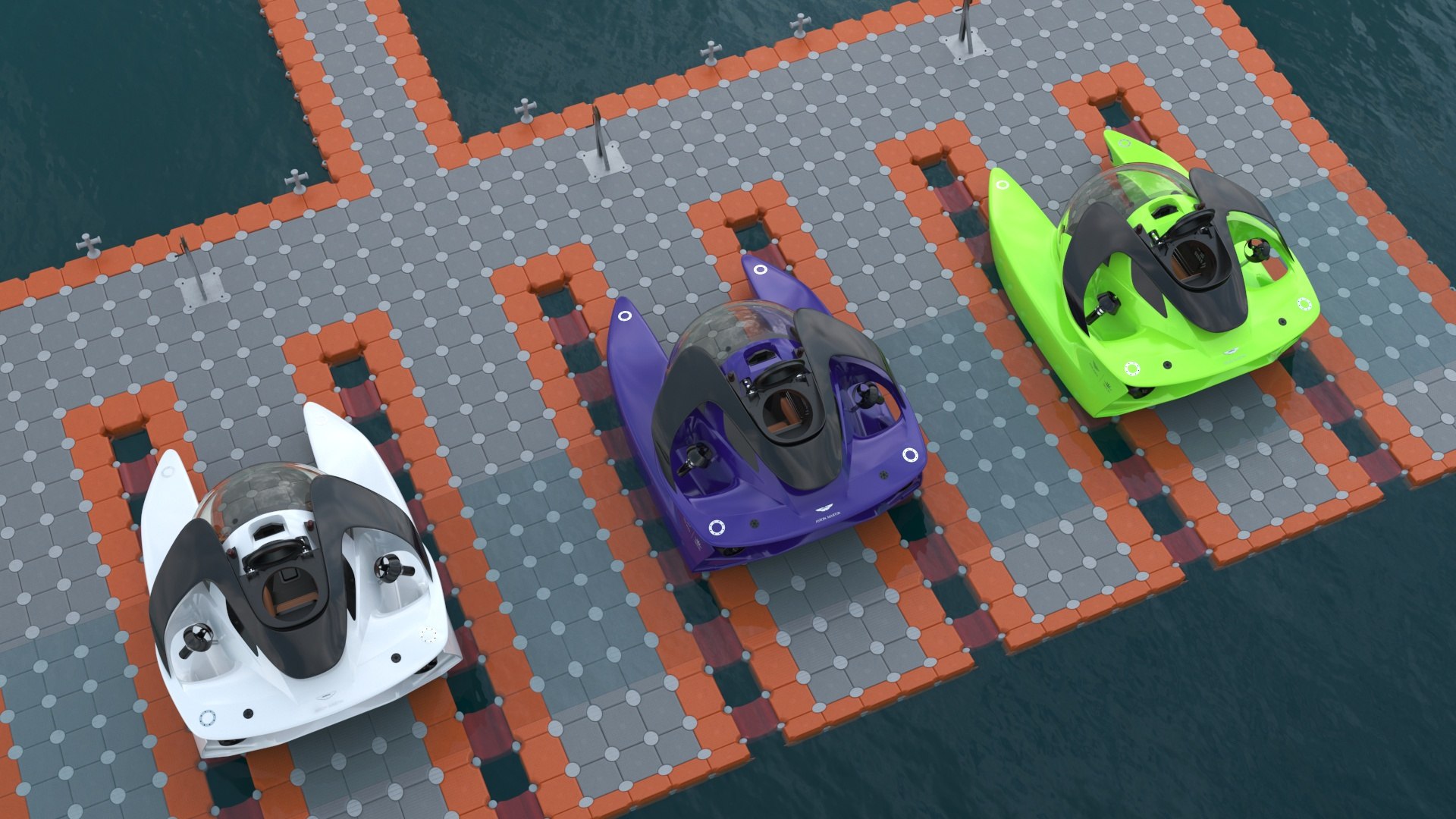 3D Model Aston Martin Submarine Floating Pontoon Cubes Rigged ...