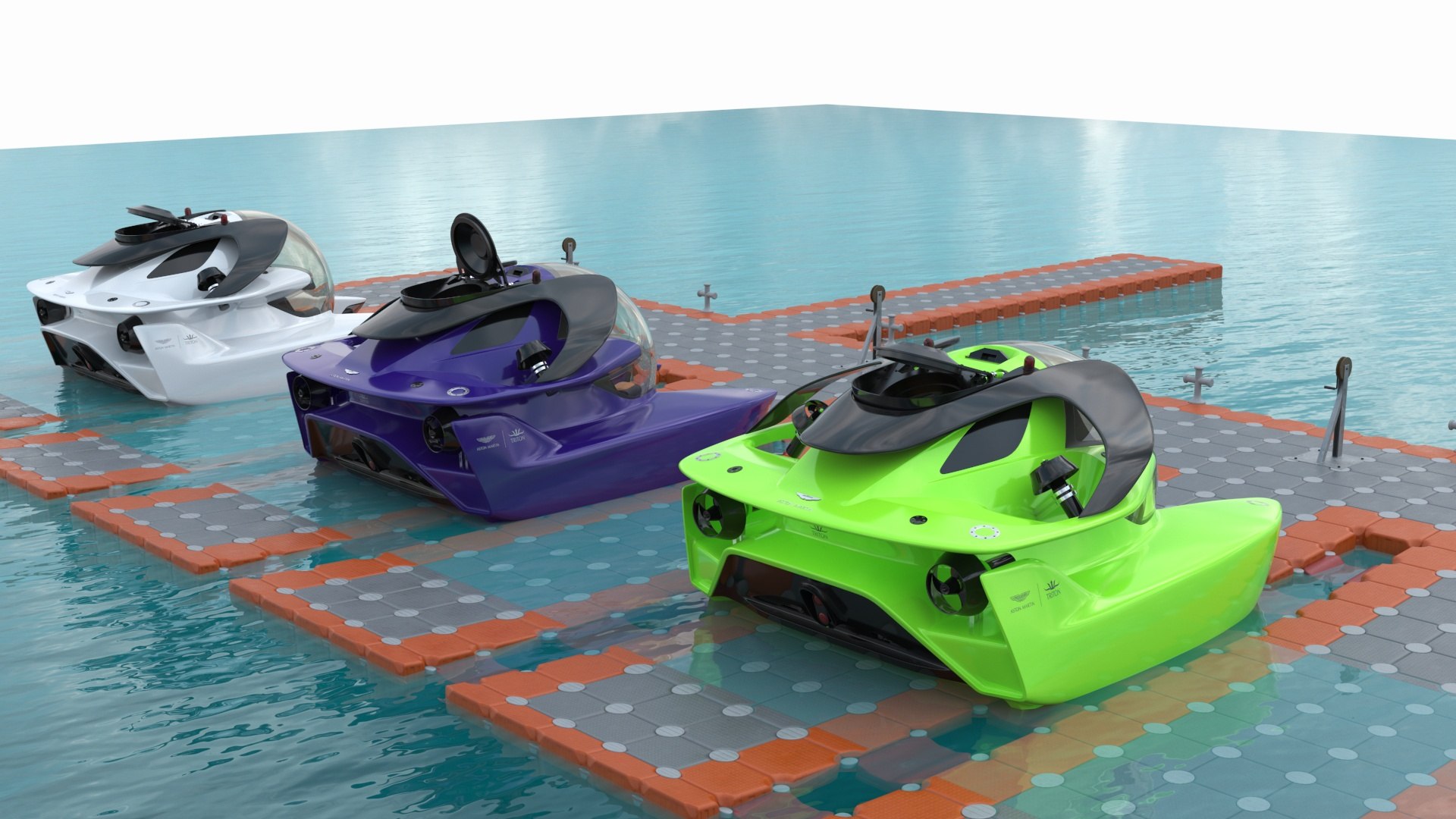 3D Model Aston Martin Submarine Floating Pontoon Cubes Rigged ...