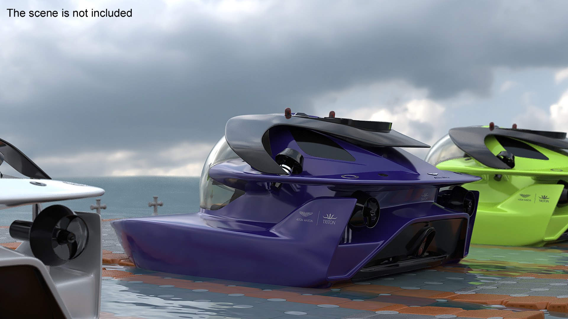 3D Model Aston Martin Submarine Floating Pontoon Cubes Rigged ...