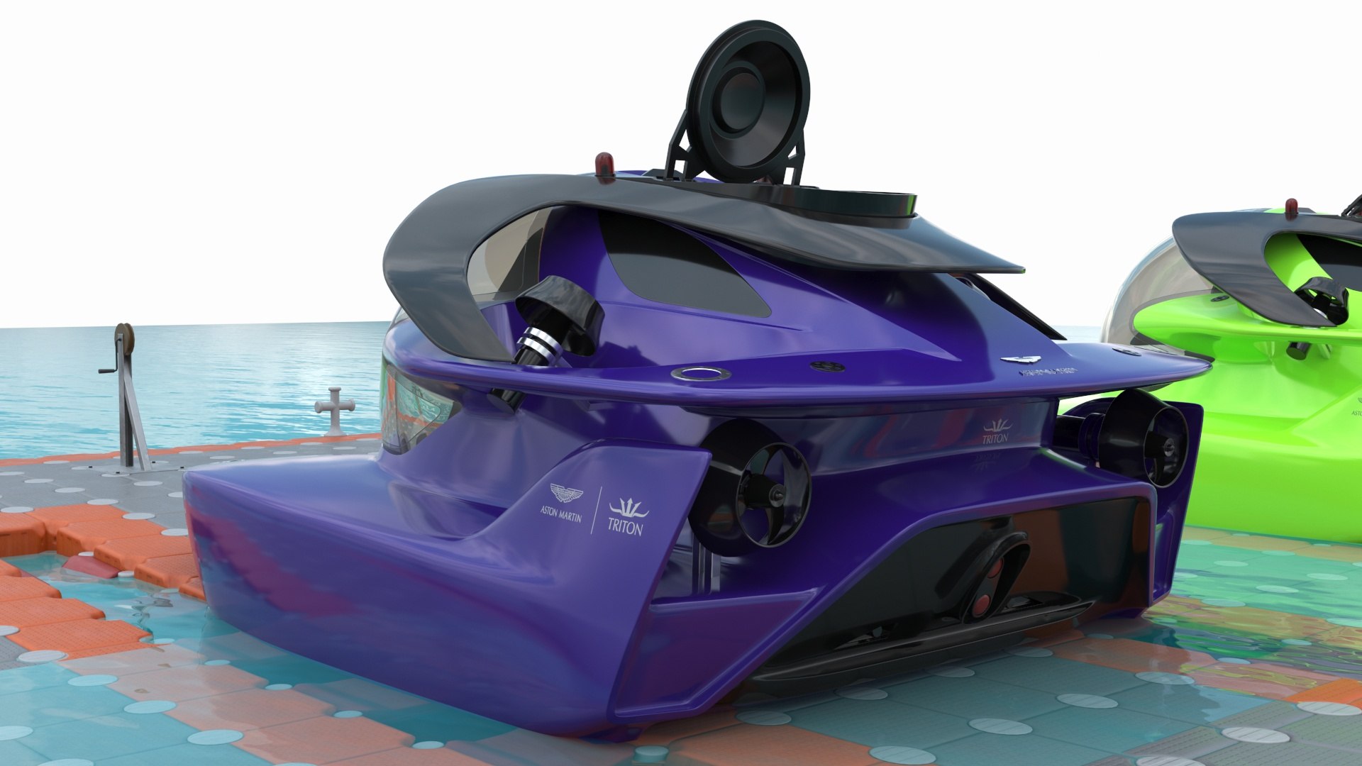 3D Model Aston Martin Submarine Floating Pontoon Cubes Rigged ...