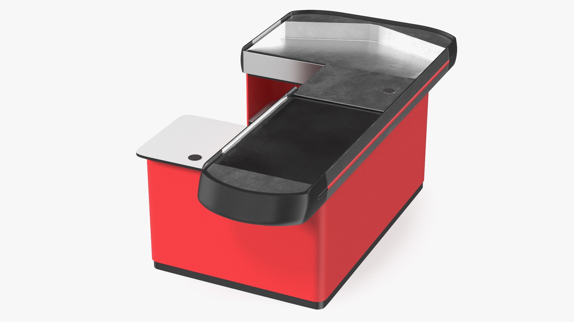 Large Modern Checkout Counter Red Rigged 3D model preview