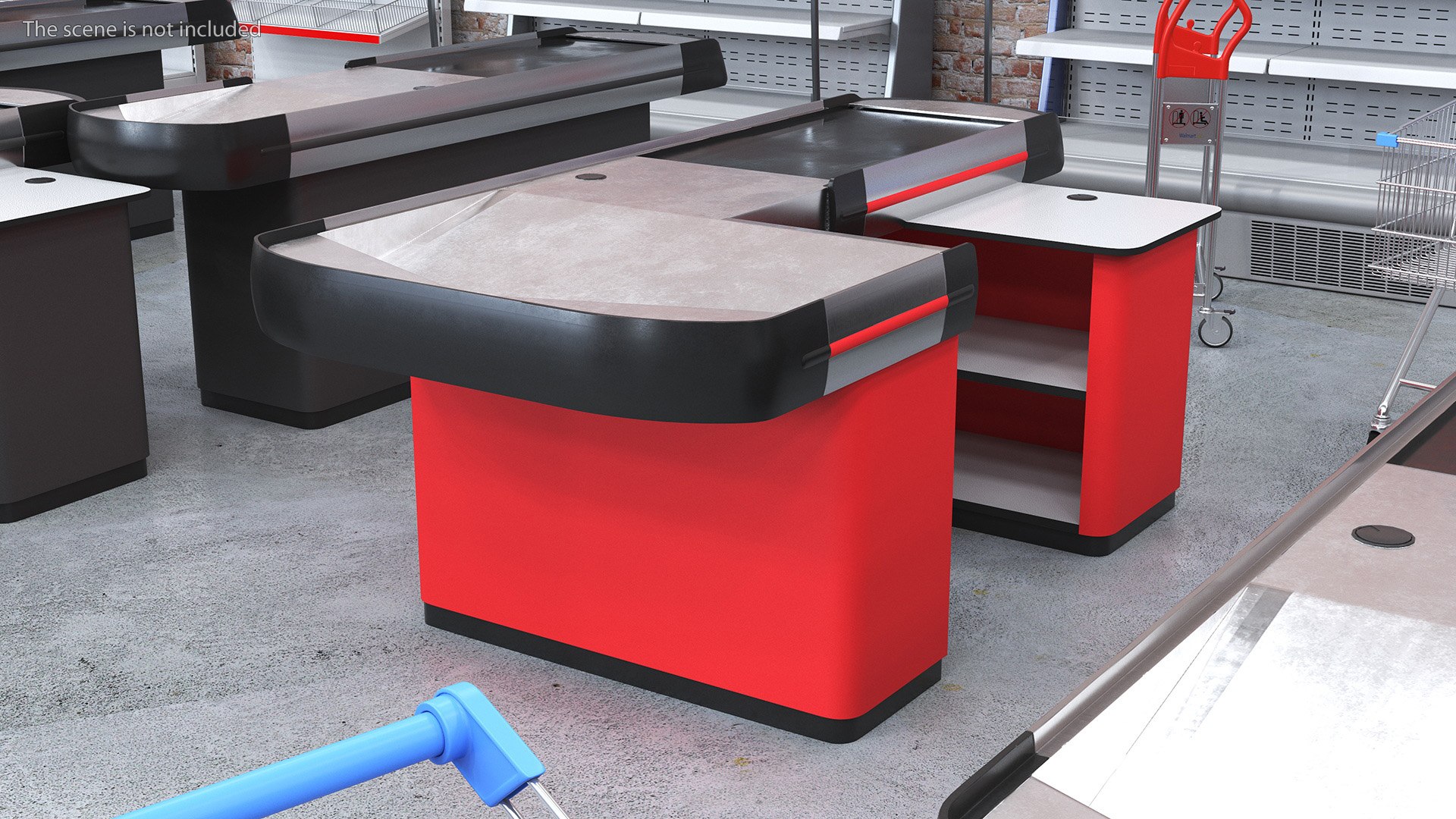 3D model Large Modern Checkout Counter Red Rigged - TurboSquid 2178527