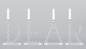 Alphabet Dear Silver Chain Candleholder 3D Model True PBR Renders Zero Cleanup UVs 4K PBR Textures