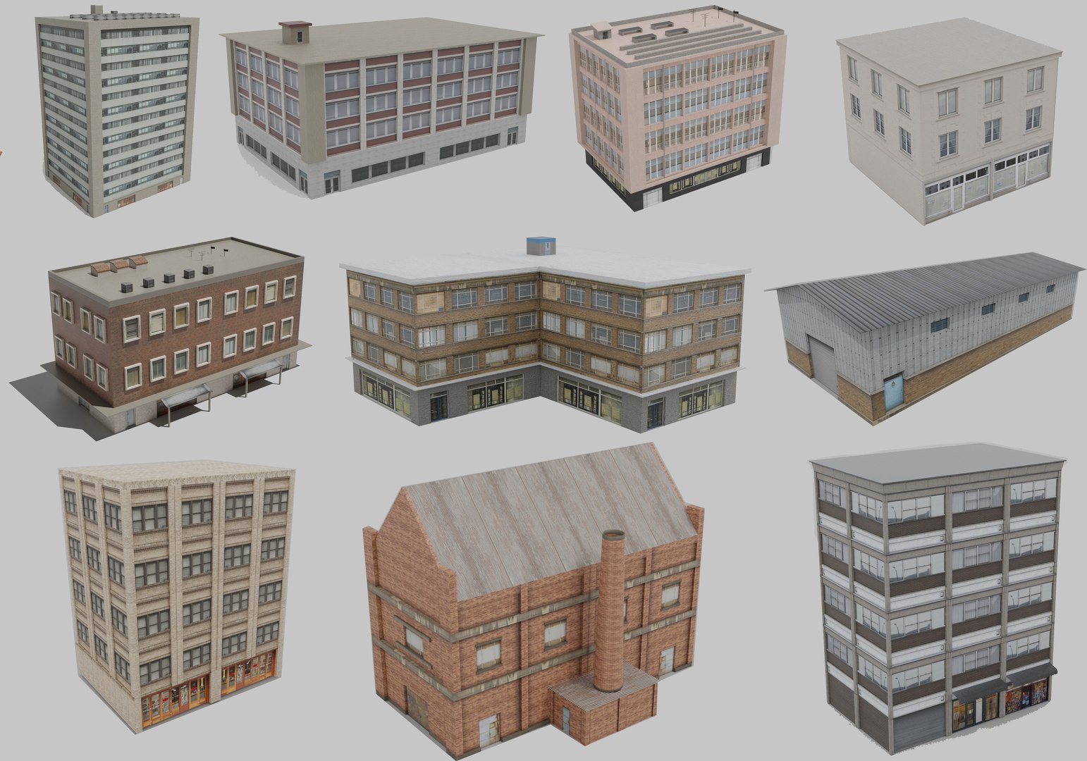 10 Building Pack Low Poly Model - TurboSquid 1840016