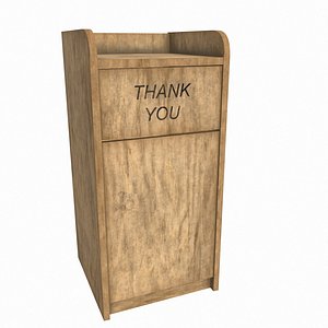 trash bin wooden fast food 3D model