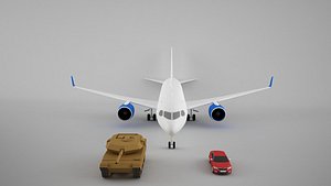 3D 3in1 Plane-Tank-Car model