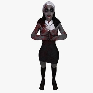 Nun-zombie Low-poly 3D