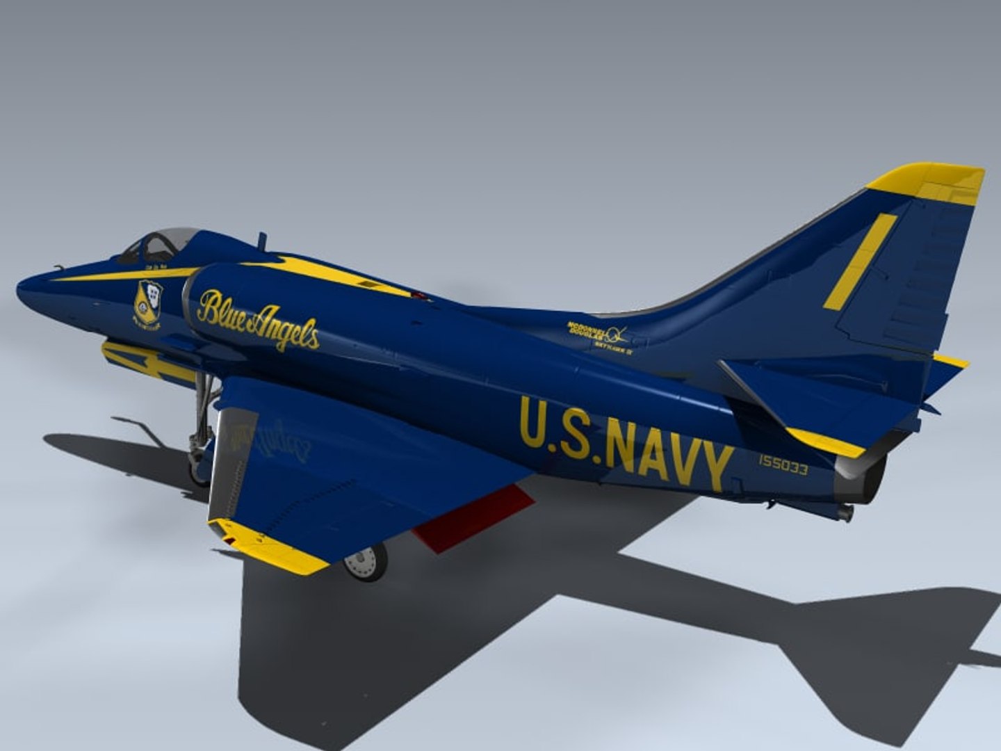 A-4f Skyhawk Blue Angels 3d Model