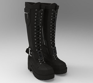 Knee High Long Men Shoes lowpoly