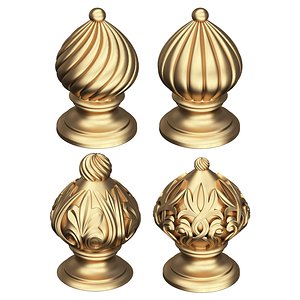 3D Carved Finial Knob Collection model