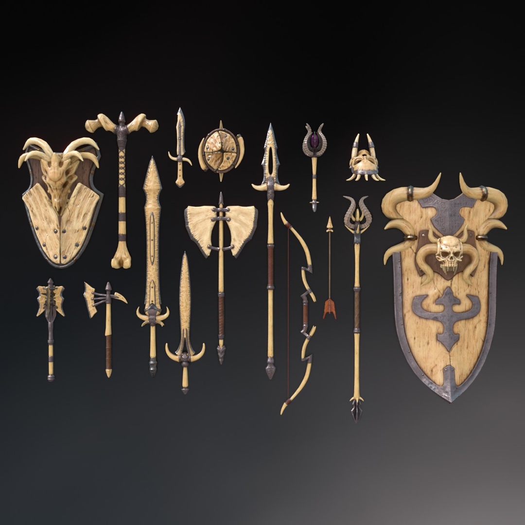 3D Fantasy Weapon Bone set - TurboSquid 1730399