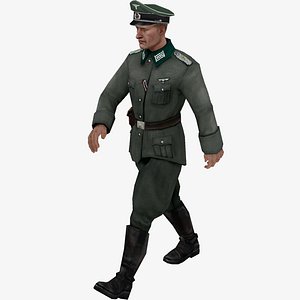 ready wehrmacht officier rigging animation 3D