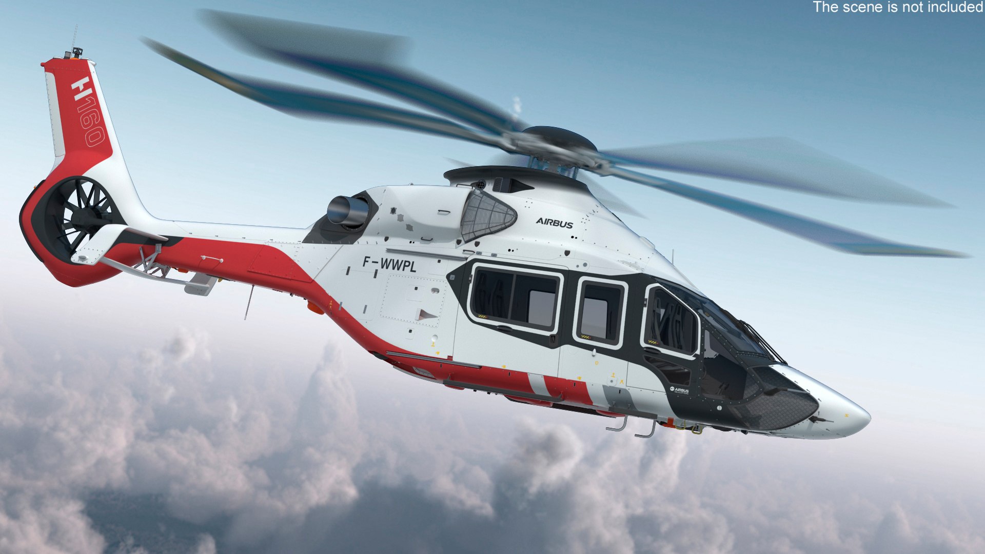 Airbus H160 Utility Helicopter Rigged for Maya 3D model preview