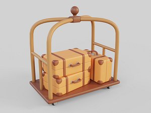 Cartoon Style Hotel Trolley  Suitcase