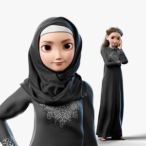 Arab Muslim Cartoon Girl 3D model