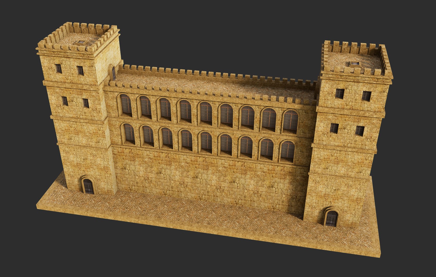 Free Fantasy Wall Towers Model - TurboSquid 2377053