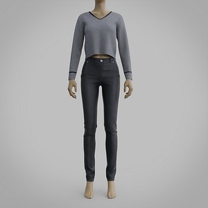 casual outfit - denim pants and sweater